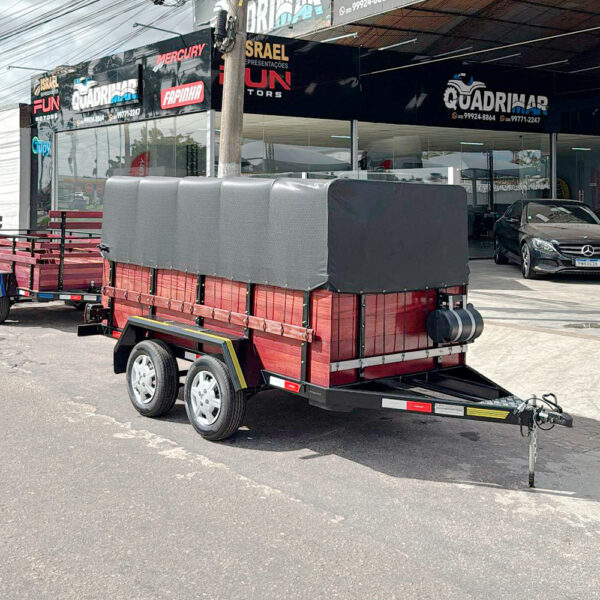 Carreta Fazendinha Premium com 2 eixos para 1.700kg - 3.00 x 1.45 x 0.70m + Capota Alta com 0.60m altura